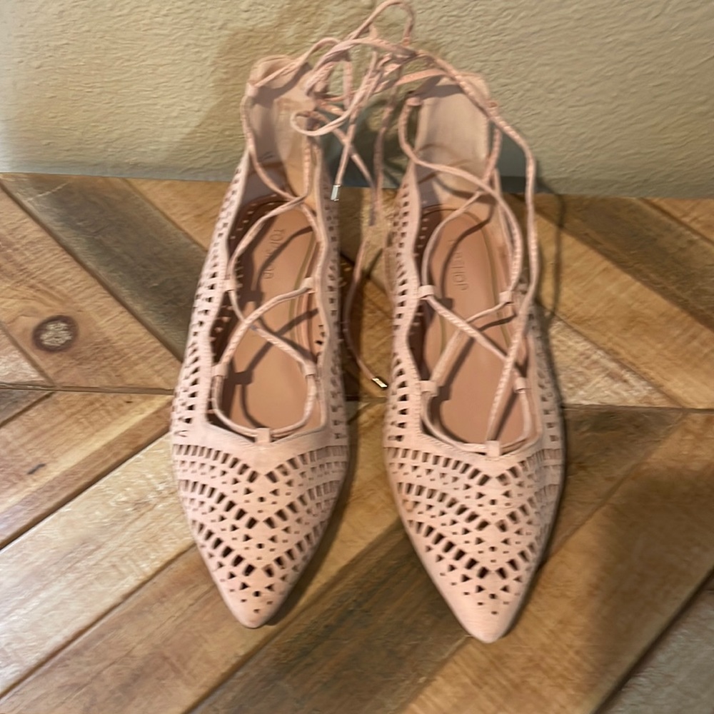 TOPSHOP Pink Lace up flats
